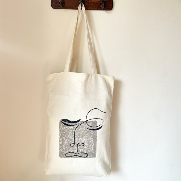 Shibumi 14"x16" Elegant Hand Block Printed Tote Bag